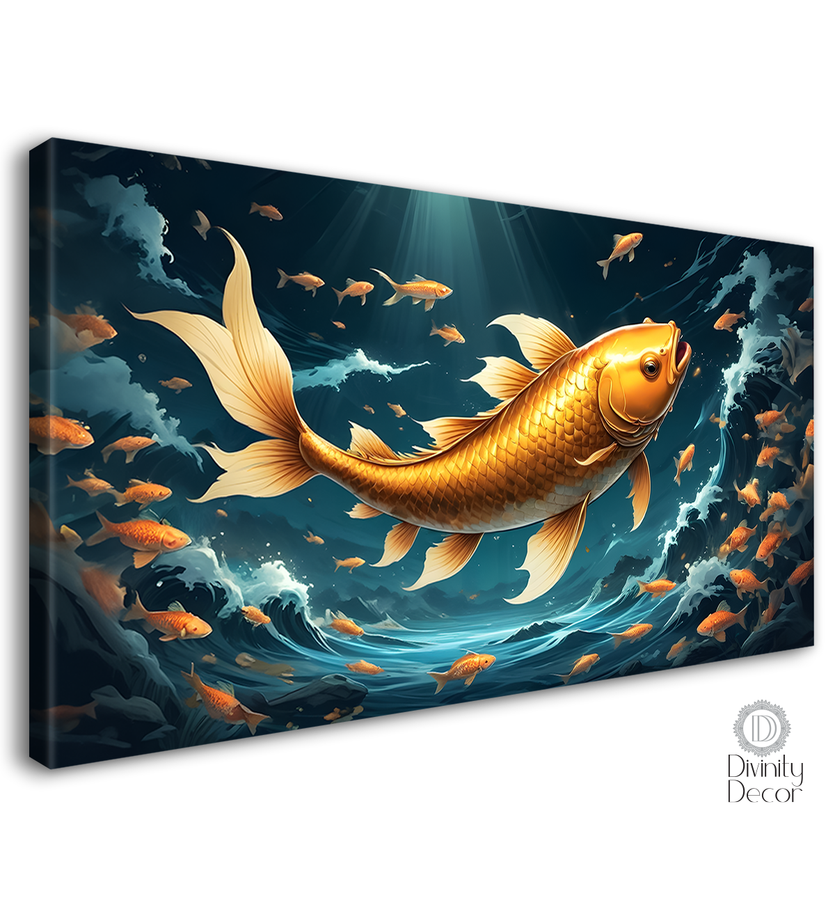 Gold fishes in the pond in textured art. - Design - Animal -103