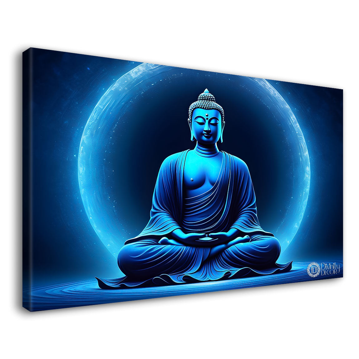 Buddha in blue textured painting Canvas Wall Painting - Buddha-104