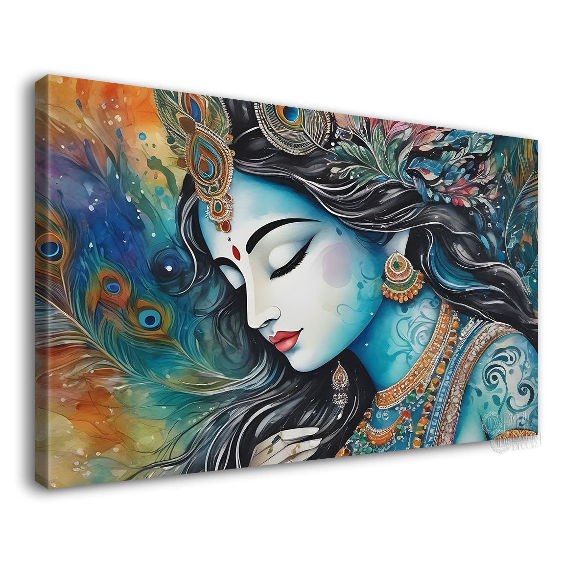 Radha with colorful background painting Canvas Painting - Design - Krishna-105