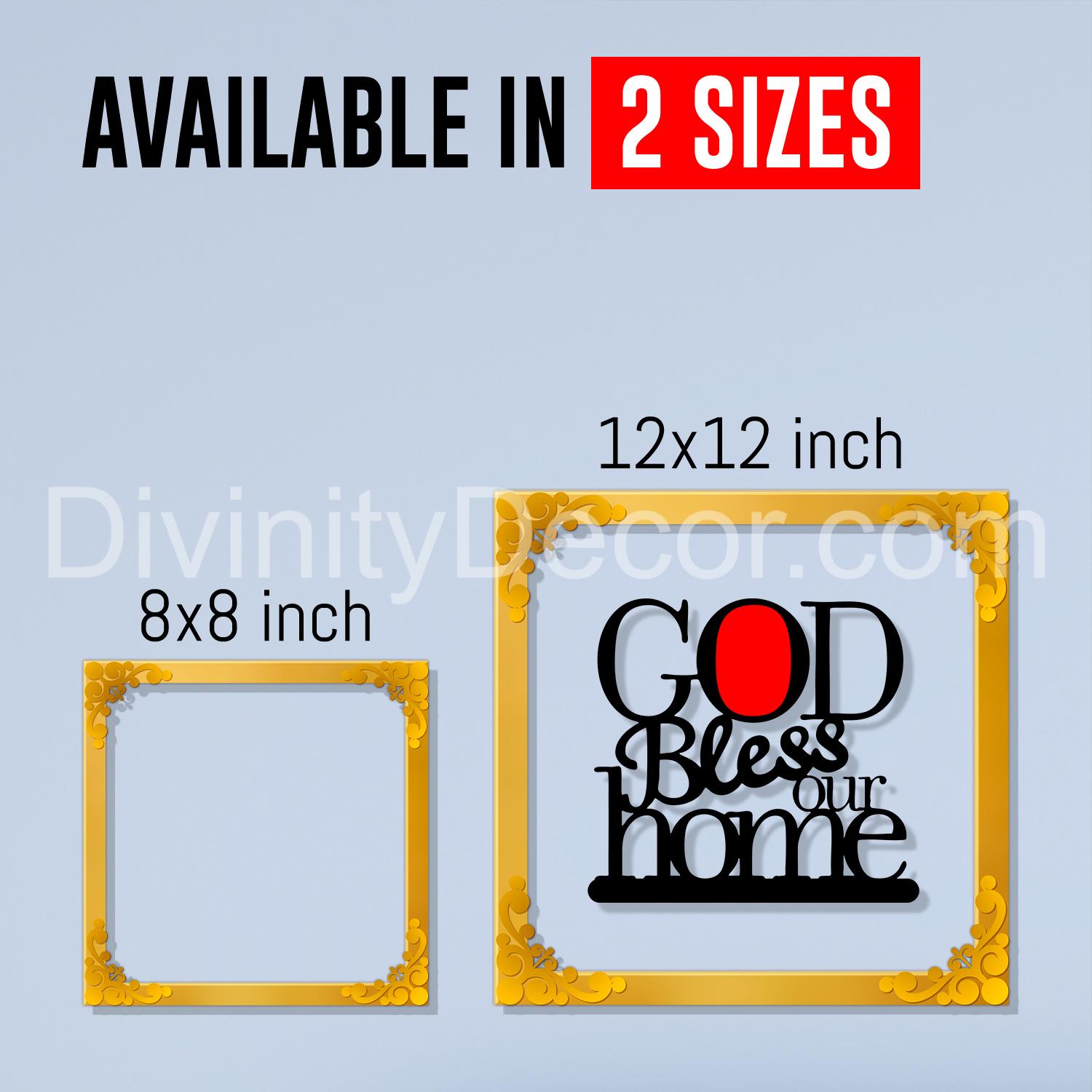 God bless home Golden Plaque for Gifting, Wall Decor Clear UV print with Golden Border-105