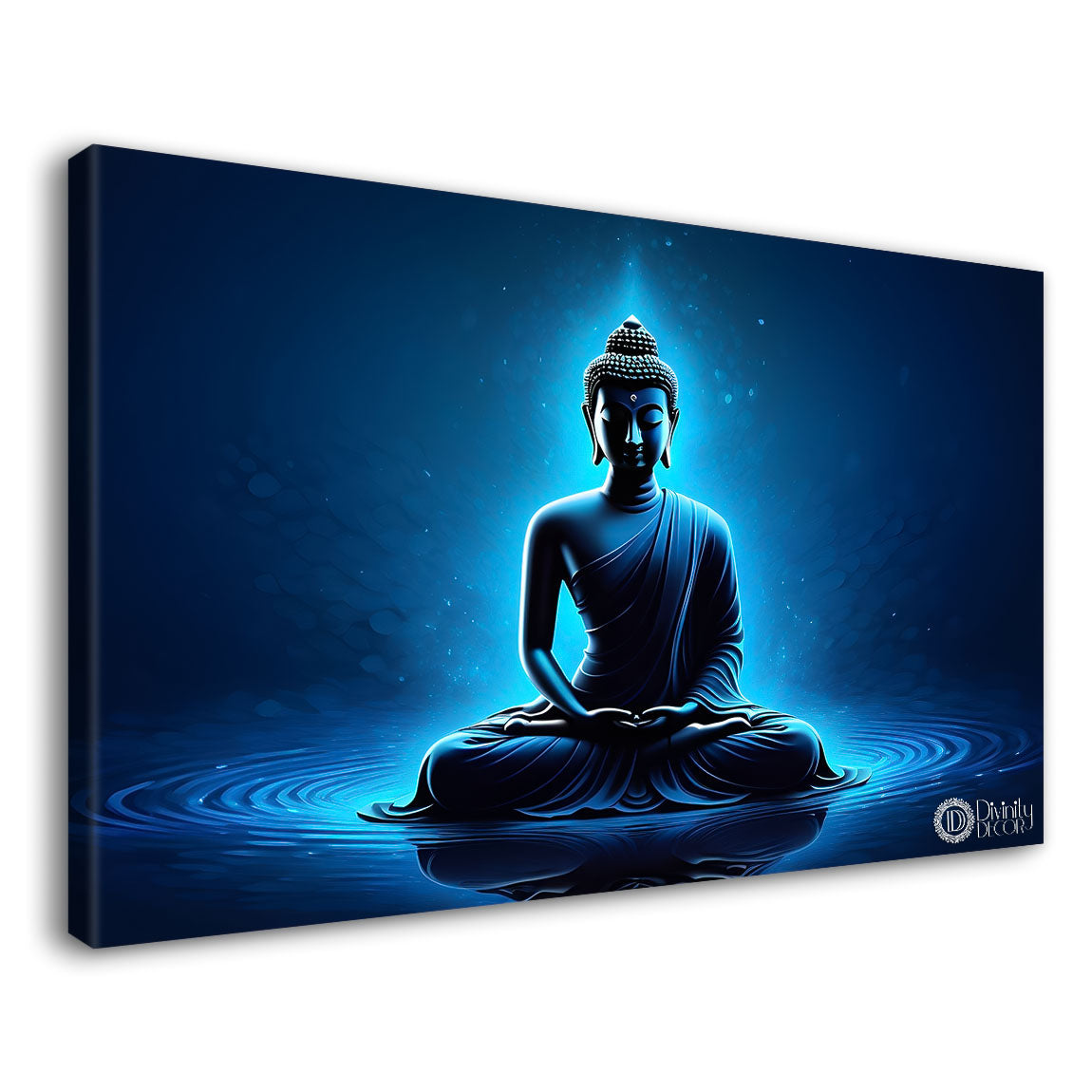 Buddha in blue textured painting Canvas Wall Painting - Buddha-106