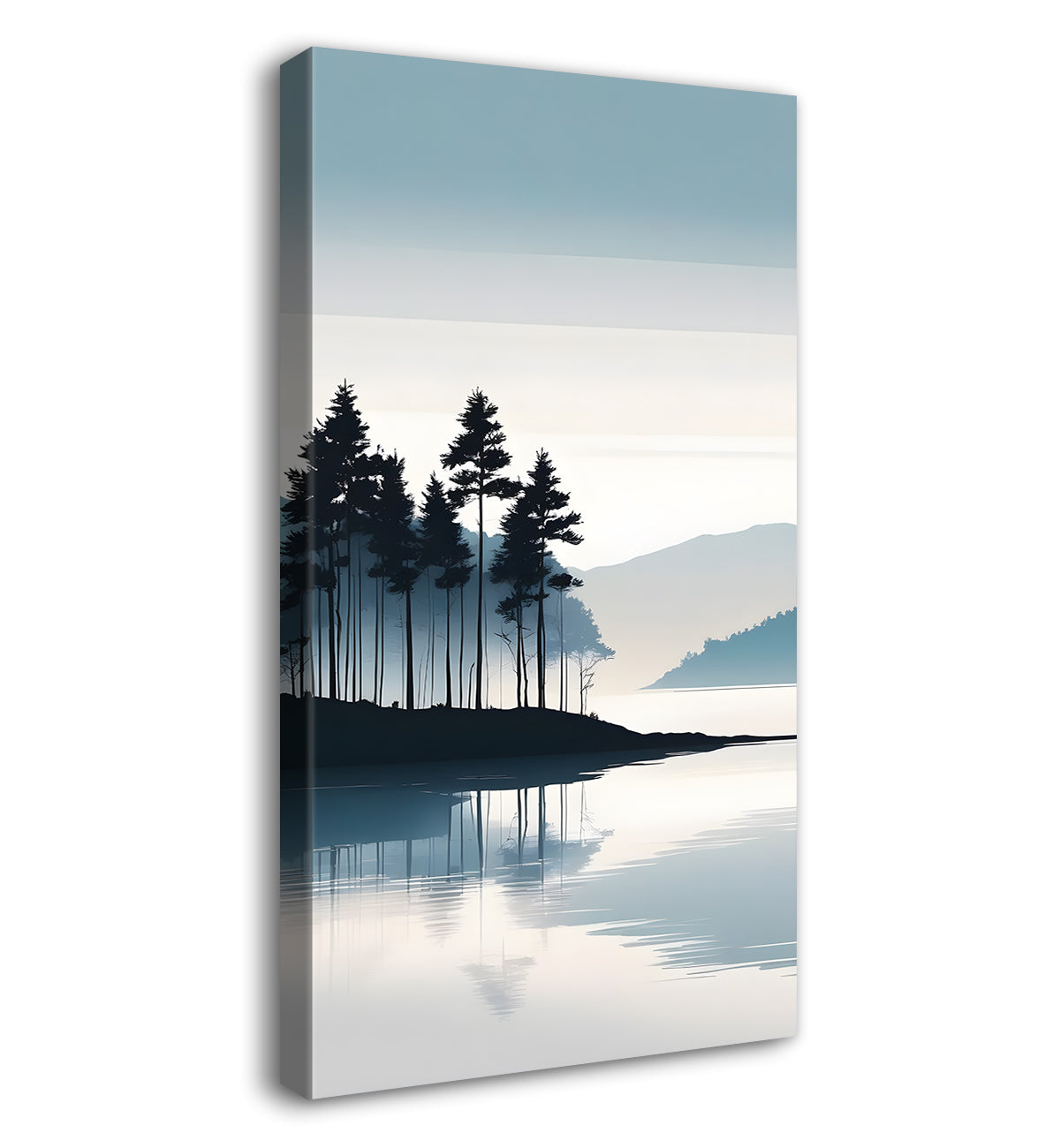 Mountains with river and trees in textured water colour painting Canvas Painting - Nature Art -V-107