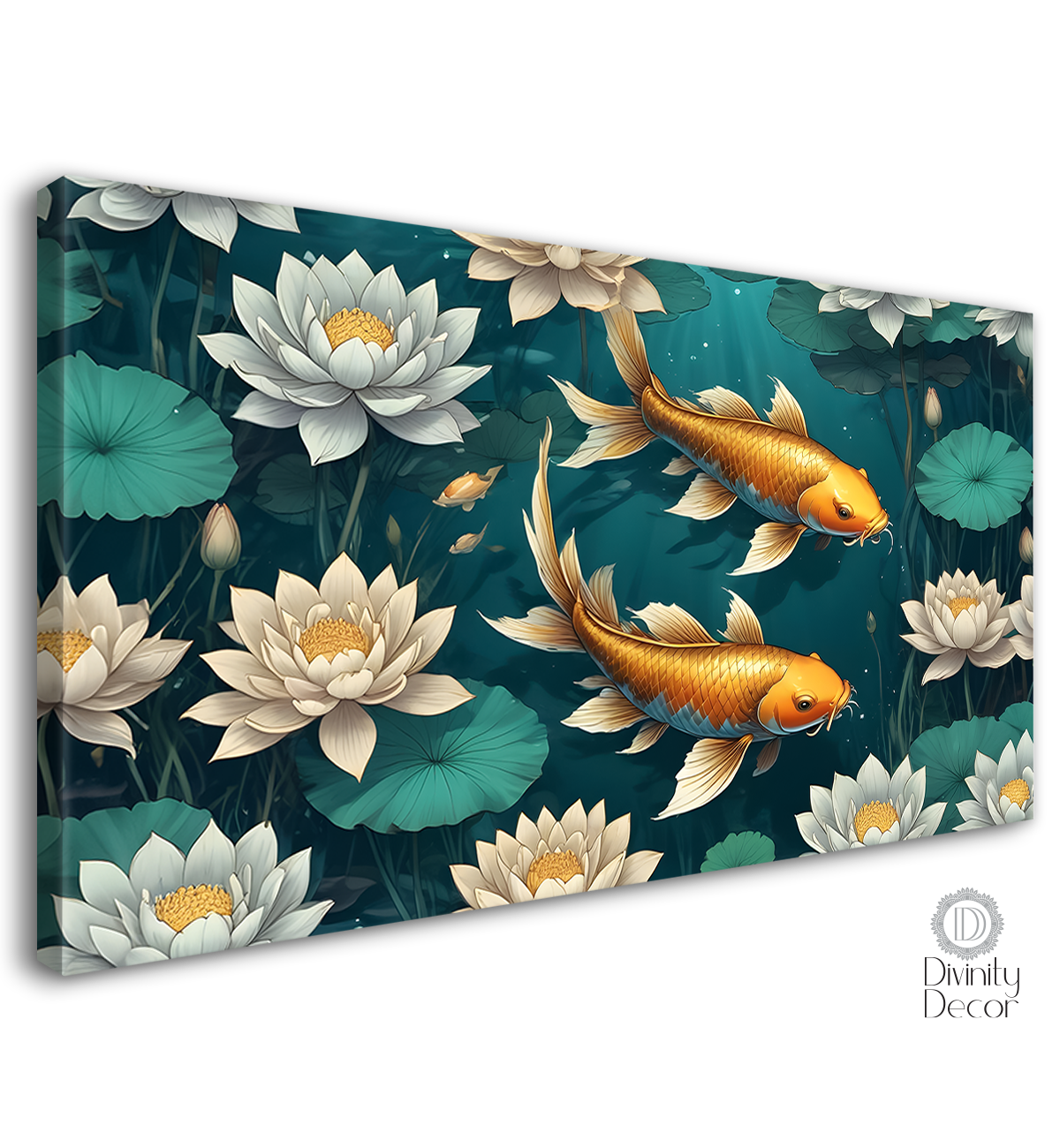 Gold fishes in the pond in textured art. - Design - Animal -107
