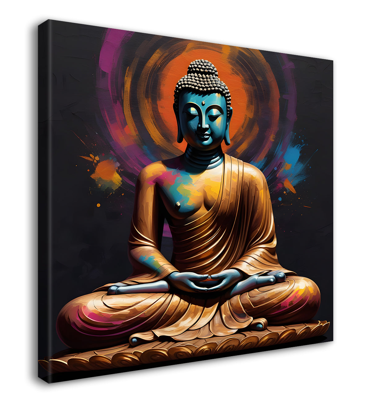 Buddha Painting Dark Brown and blue Theme 24x24 inch Buddha-S-108