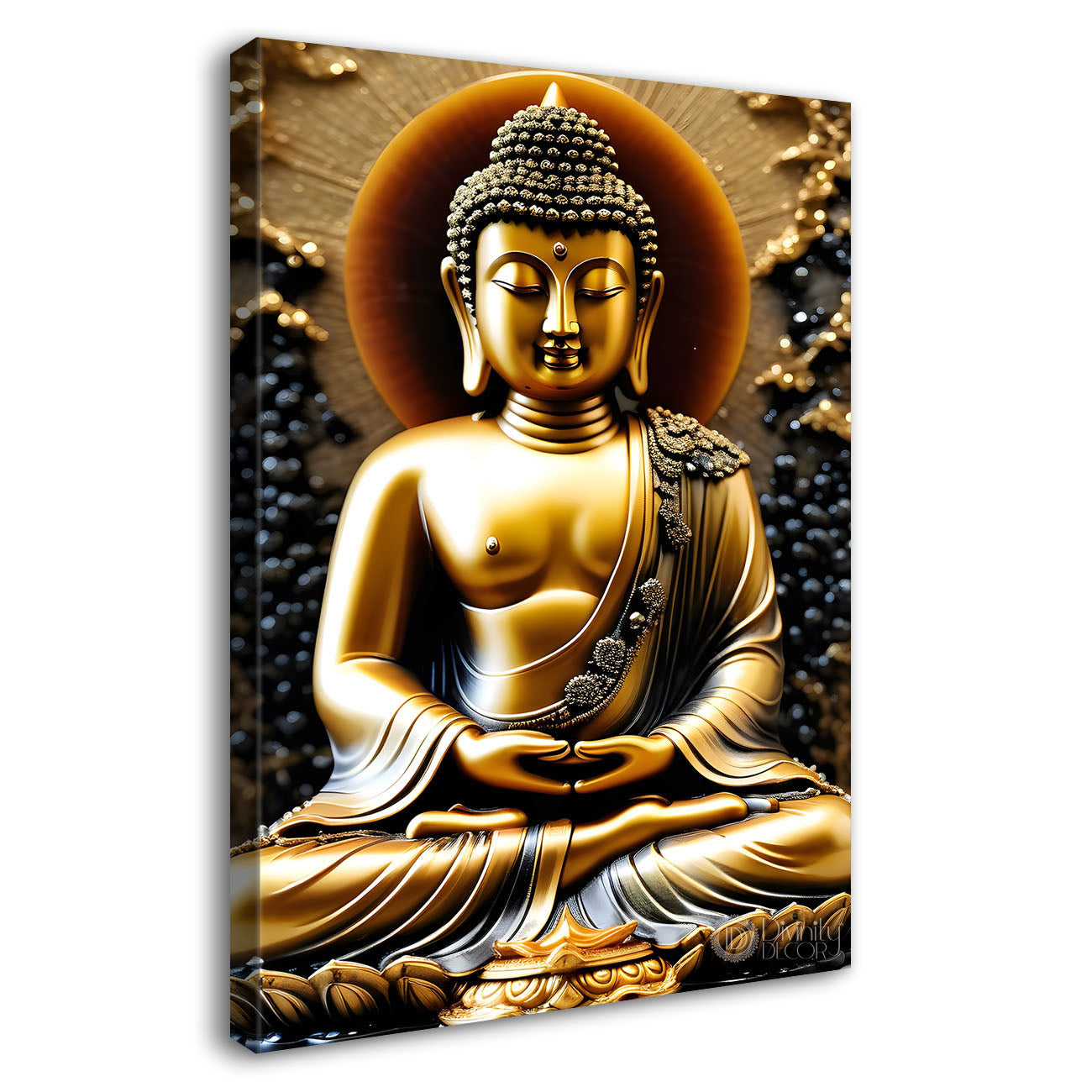 Golden buddha with golden background painting - Buddha-V-108