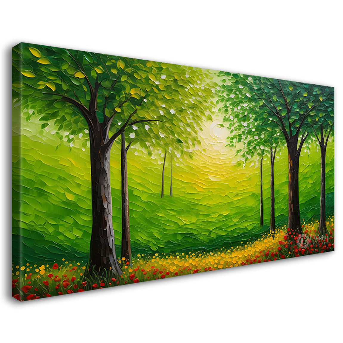 Green tree in bright textured modern art - Design - Tree-109