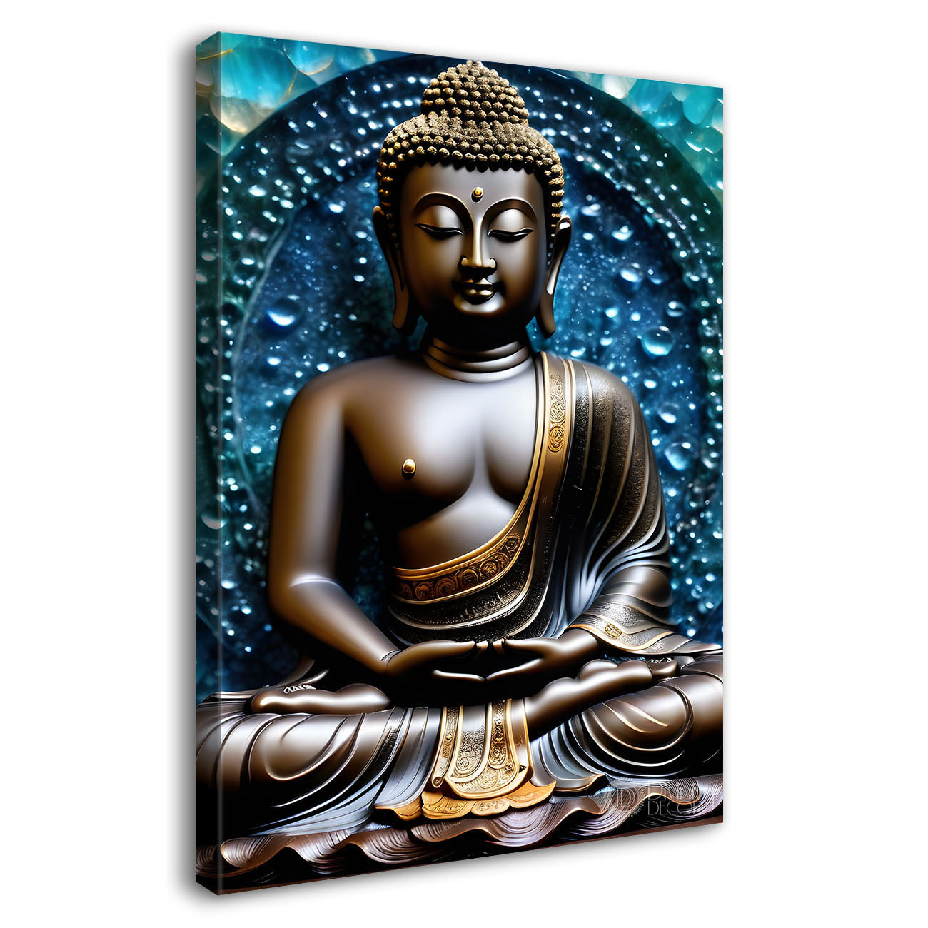 Brown textured buddha with blue background  - Buddha-V-109