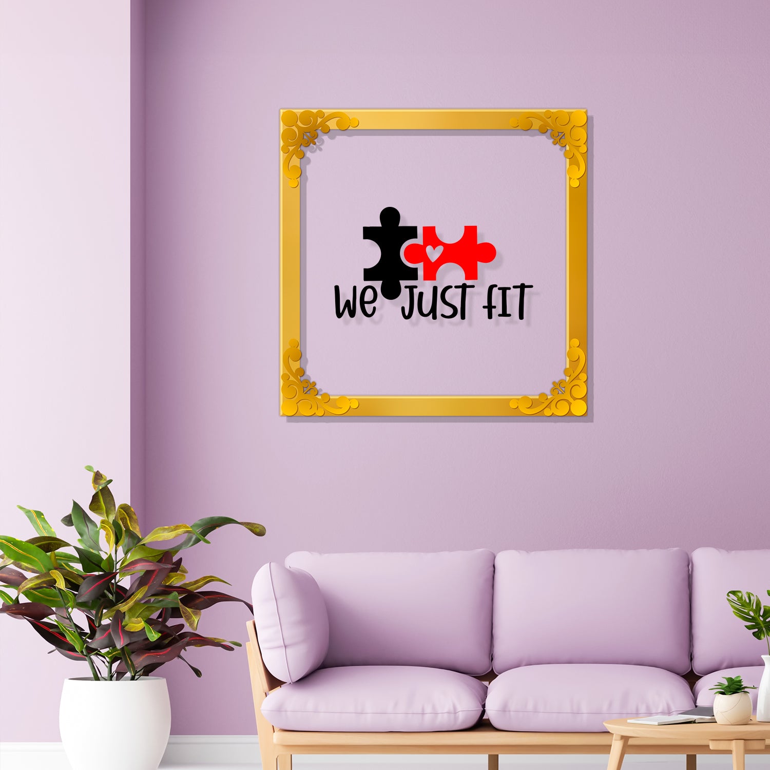 We just fit Golden Plaque for Gifting, Wall Decor Clear UV print with Golden Border-111