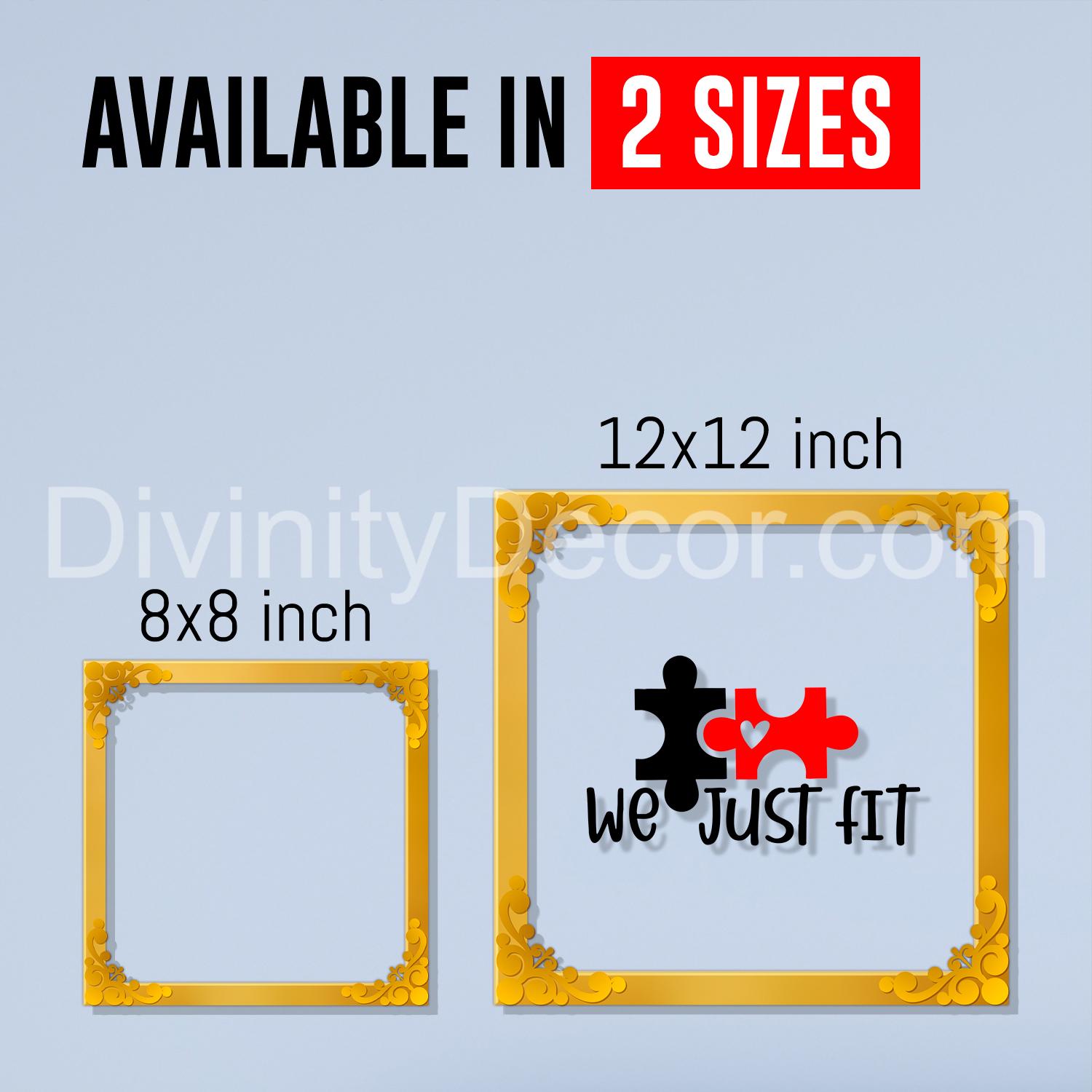 We just fit Golden Plaque for Gifting, Wall Decor Clear UV print with Golden Border-111