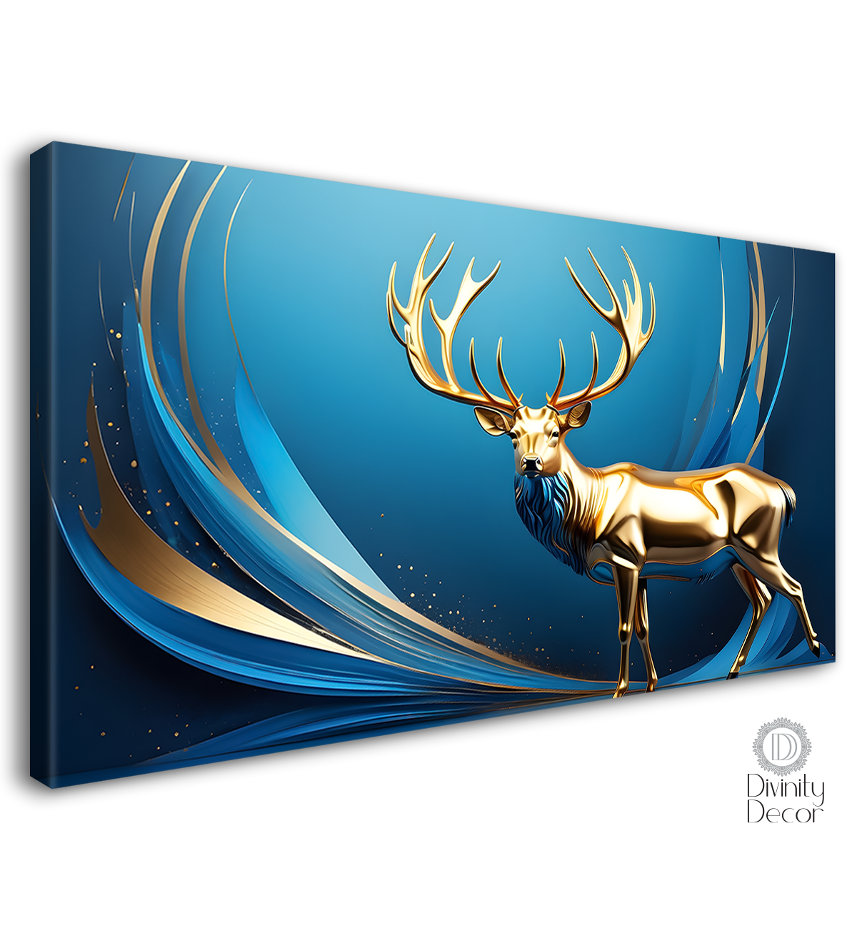 Deer with navy blue textured background art.- Design - Animal -112