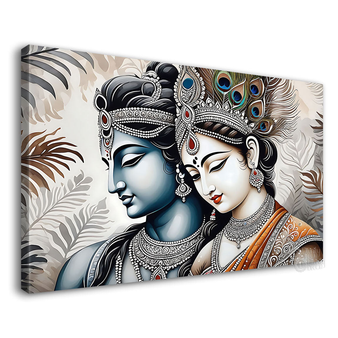 Krishna and Radha with off white background painting Canvas Painting - Design - Krishna-113