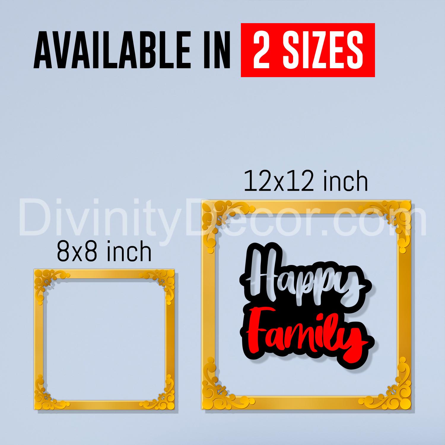 Happy family Golden Plaque for Gifting, Wall Decor Clear UV print with Golden Border-113