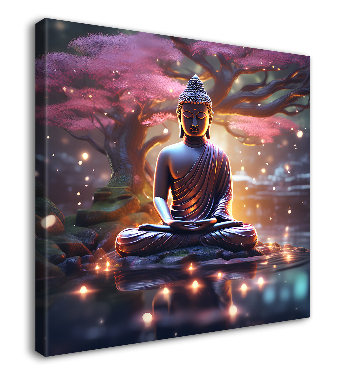 Lord Buddha sitting on lotus under water 24x24 inch Buddha-S-113