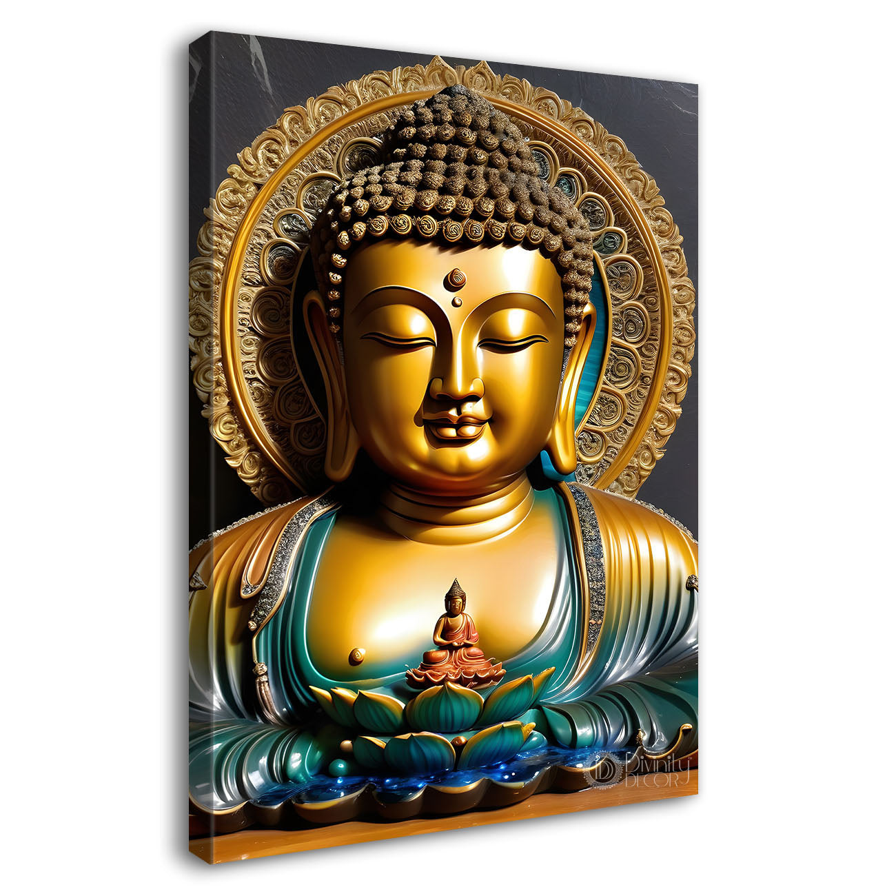 Golden textured buddha with golden chakra  - Buddha-V-113