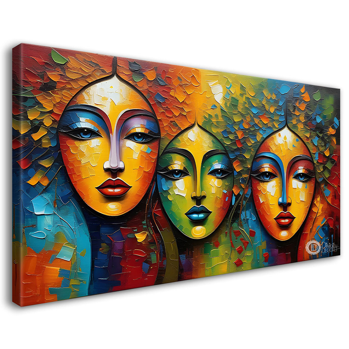 Women faces textured art Canvas Painting - Design - Modern-L-114