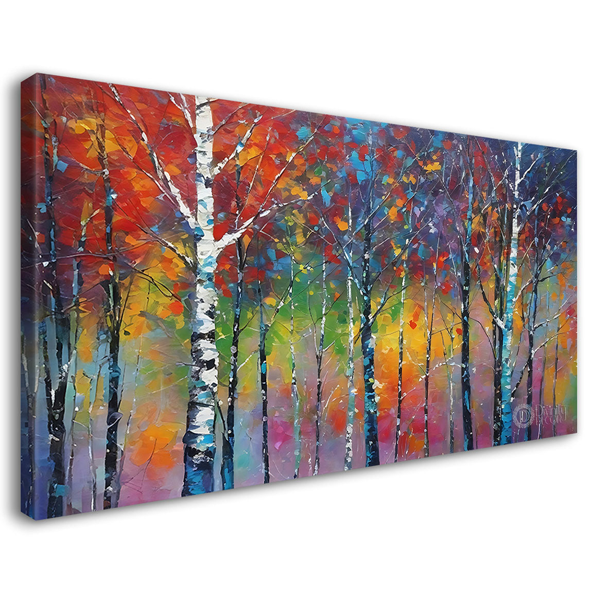 Colorful trees in textured natural art Canvas Painting - Nature Art -114