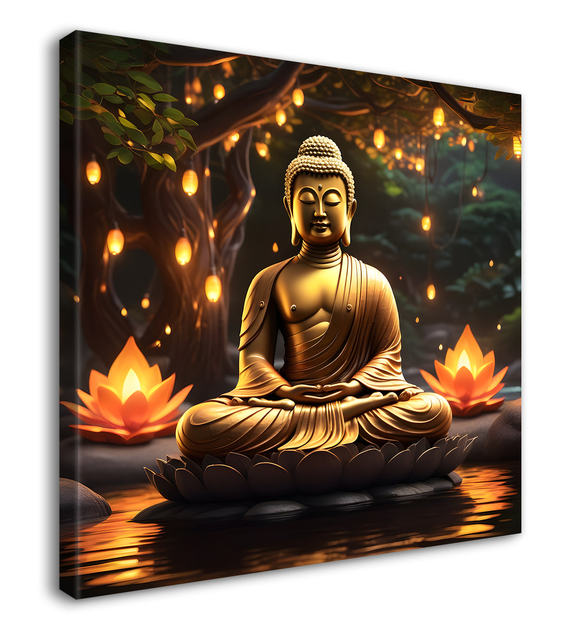 Lord Buddha sitting on lotus under water 24x24 inch Buddha-S-115