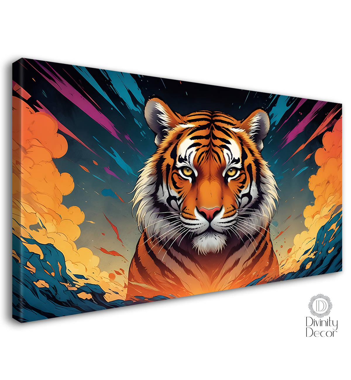 Tiger with colorful background textured art.- Design - Animal -116