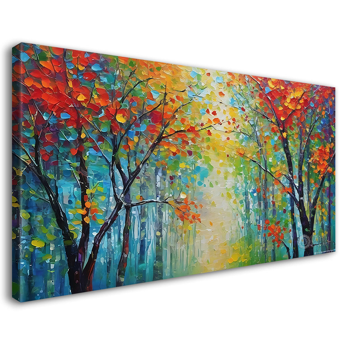 Orange trees in textured natural painting Canvas Painting - Nature Art -116