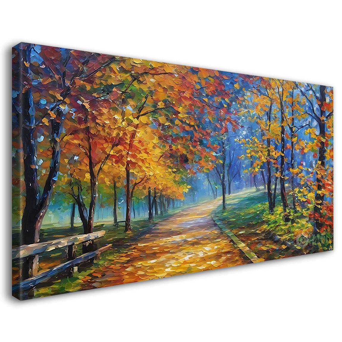 Colorful trees in textured water color painting Canvas Painting - Nature Art -117