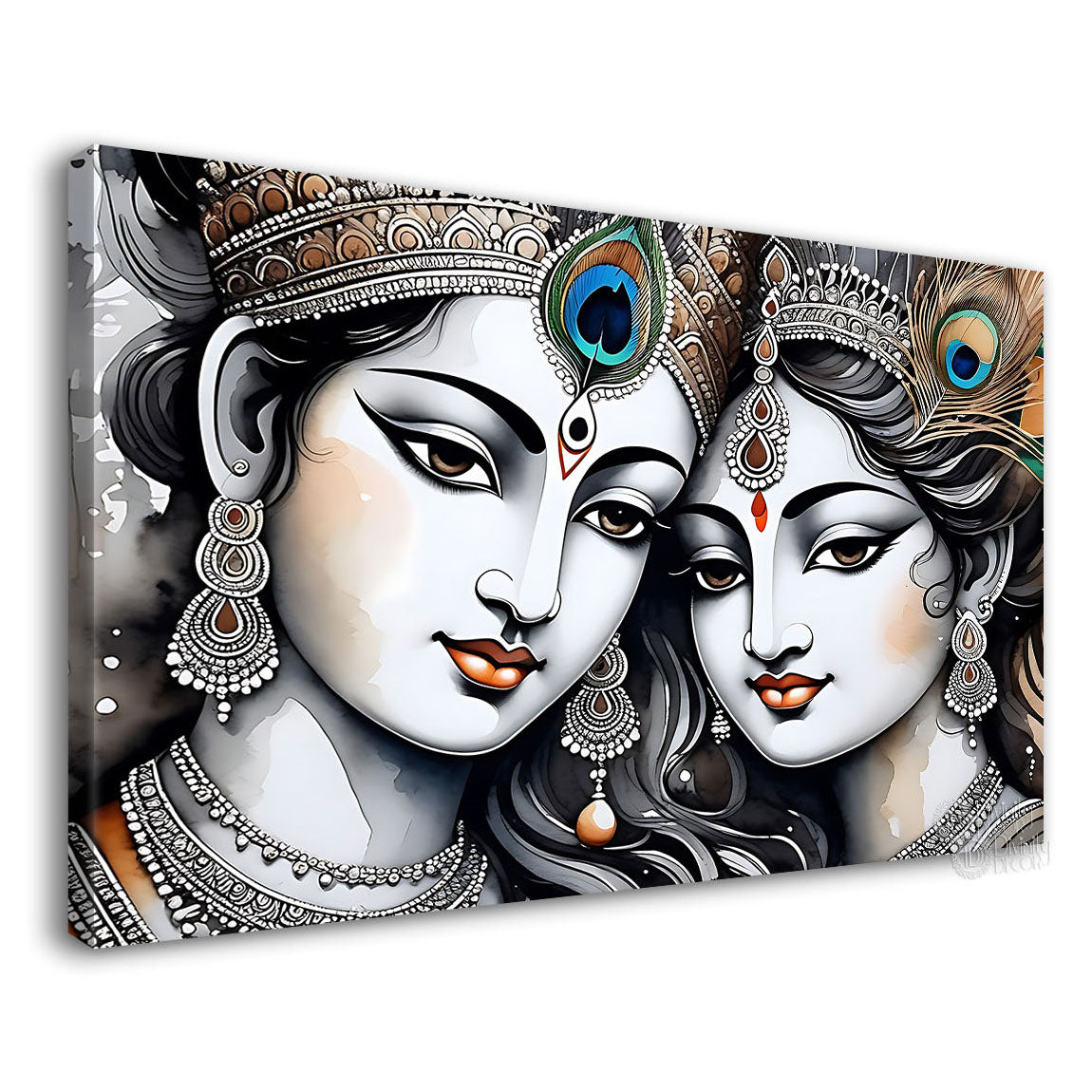 Krishna and Radha with off white background painting Canvas Painting - Design - Krishna-118