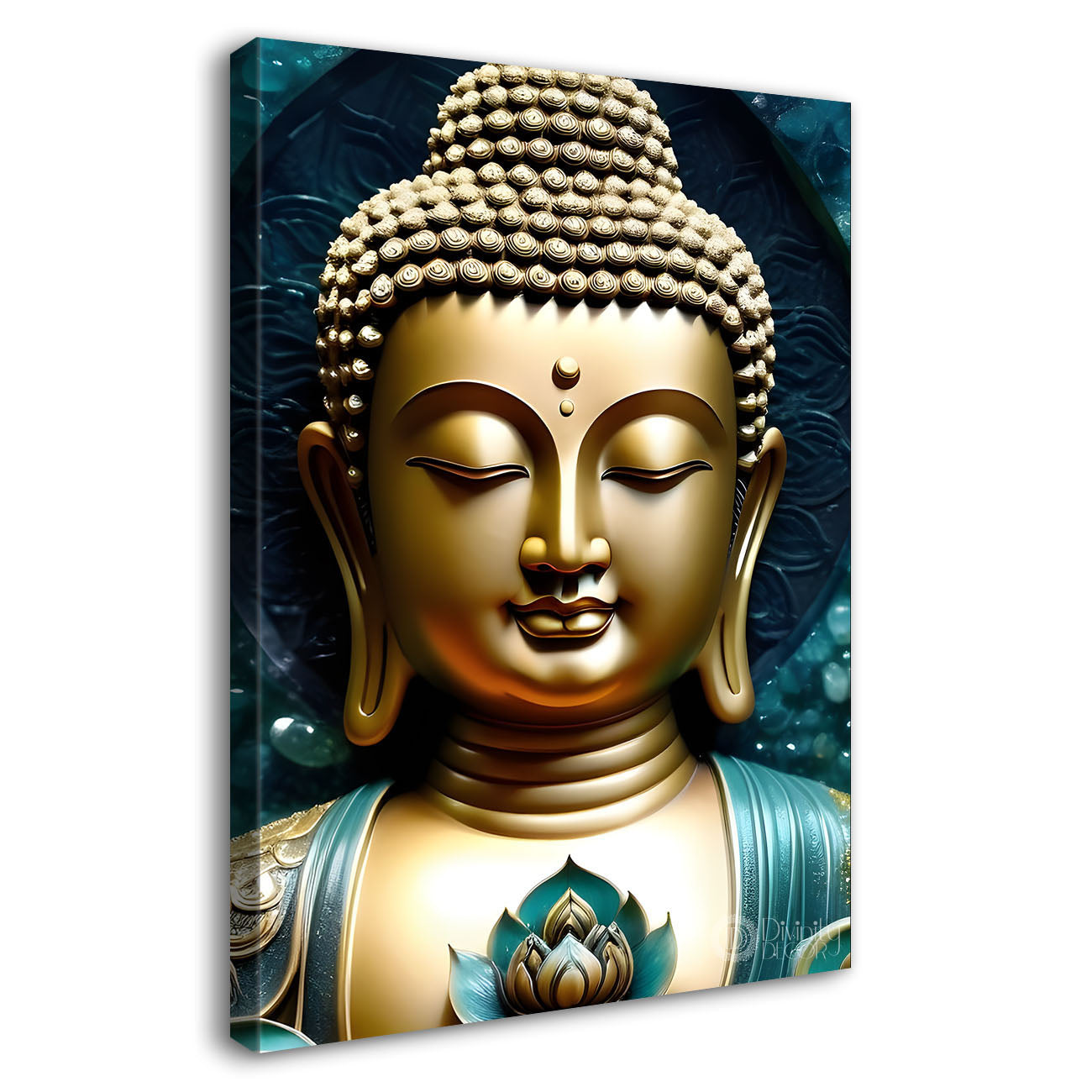 Golden buddha face with dark background  - Buddha-V-118