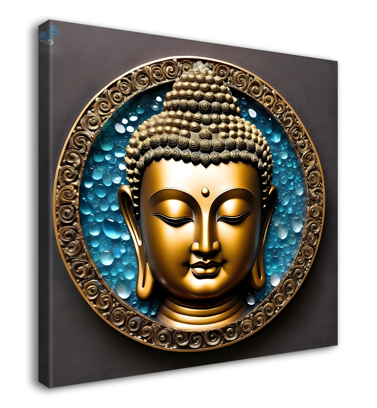 Lord Buddha Rasin art marble finish Golden painting 24x24 inch Buddha-S-118