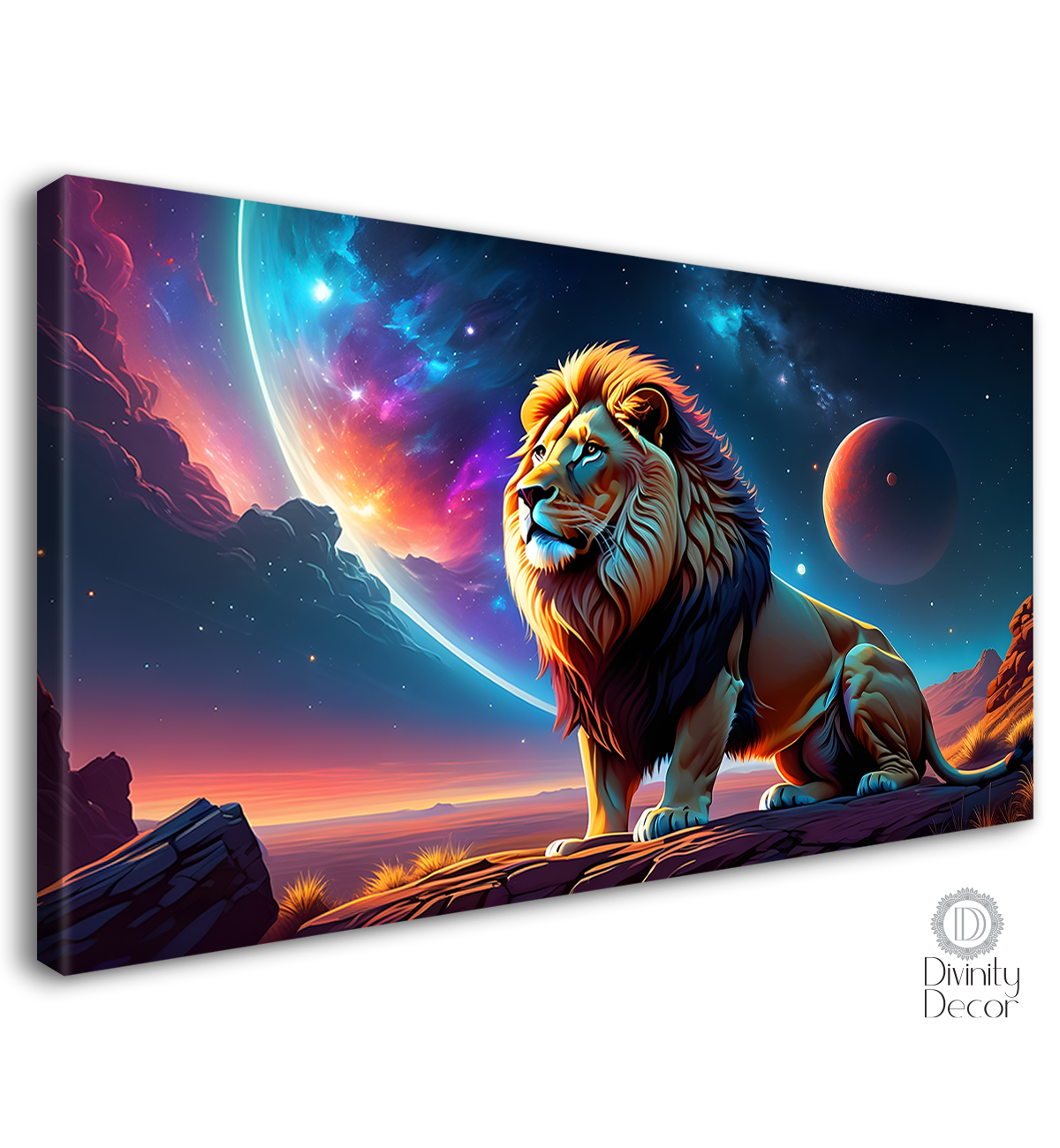 Lion with galaxy background textured art. - Design - Animal -118