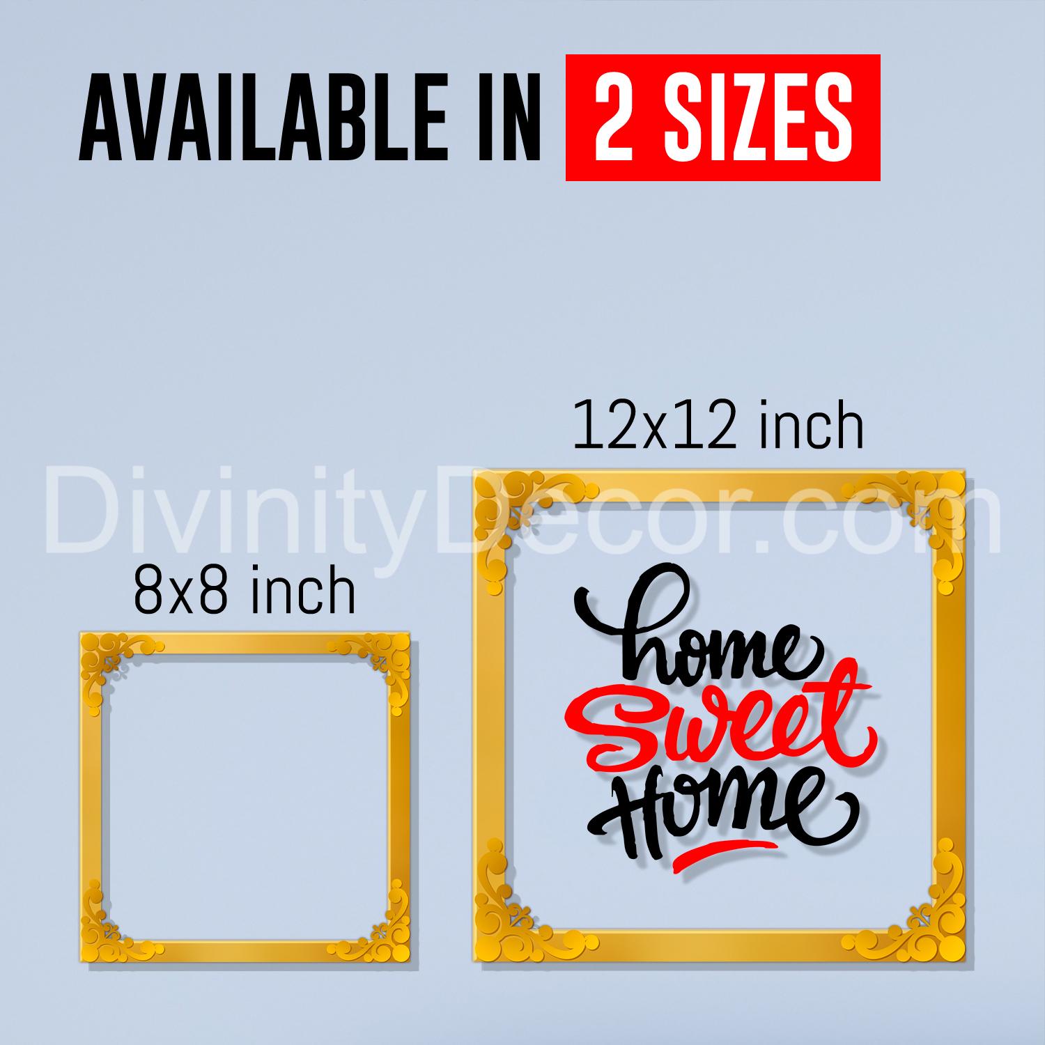 Home sweet home Golden Plaque for Gifting, Wall Decor Clear UV print with Golden Border-119