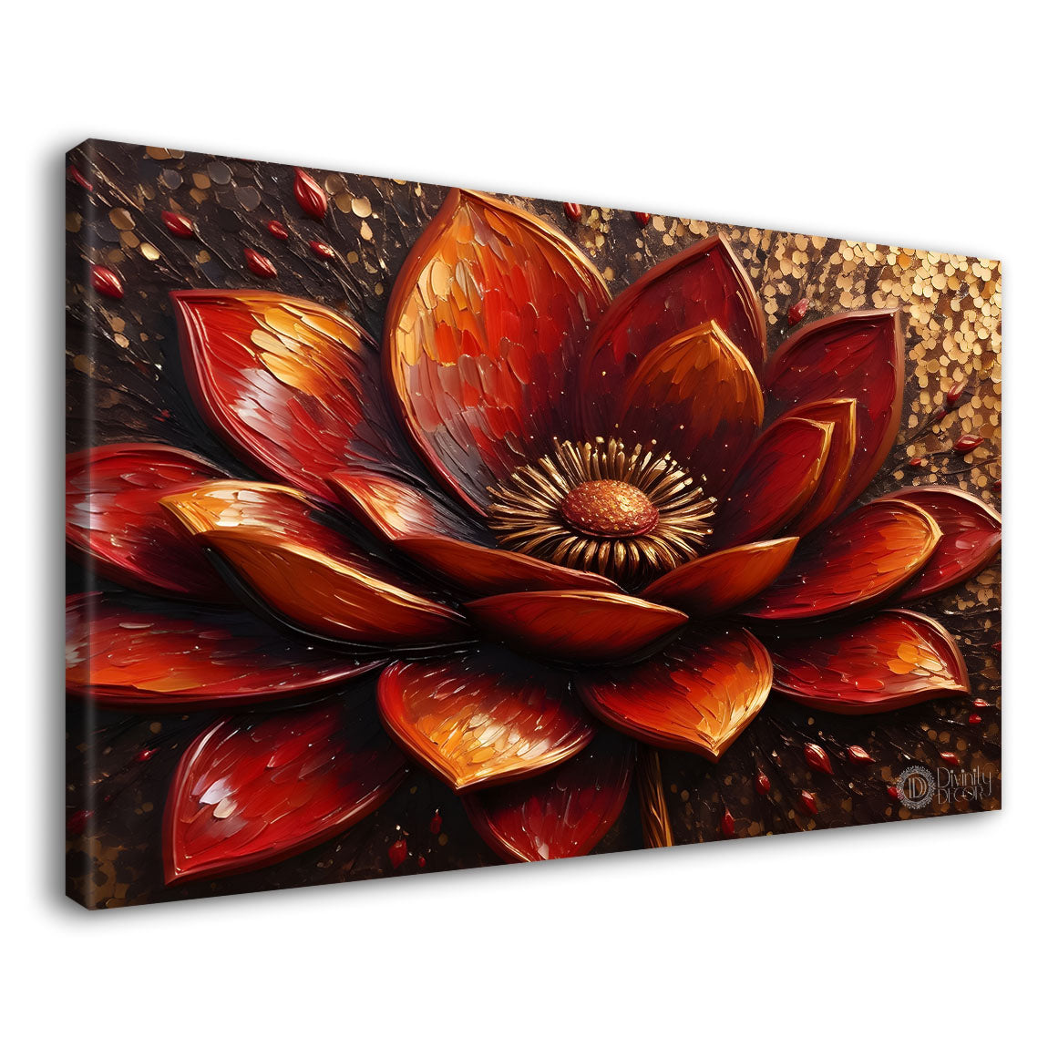 Red flower textured painting - Design - Flower-11