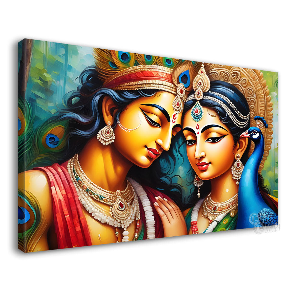 Radha and Krishna brown face tone texture painting Canvas Painting - Design - Krishna-11