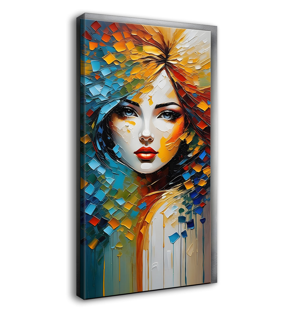 Colourful woman face textured modern art Canvas Painting - Design - Modern-V-11