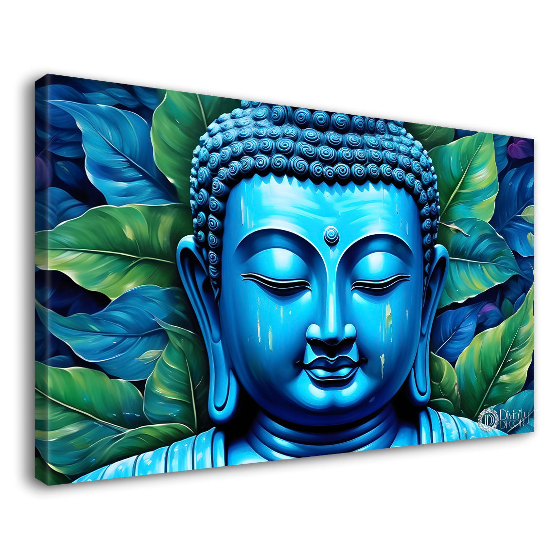 Buddha with light blue textured painting Canvas Wall Painting - Buddha-11