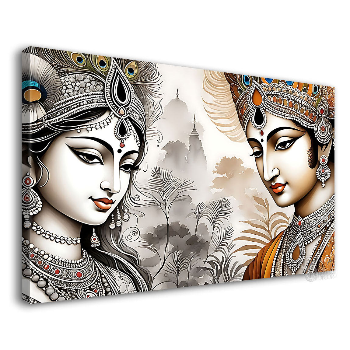 Krishna and Radha with off white background painting Canvas Painting - Design - Krishna-120