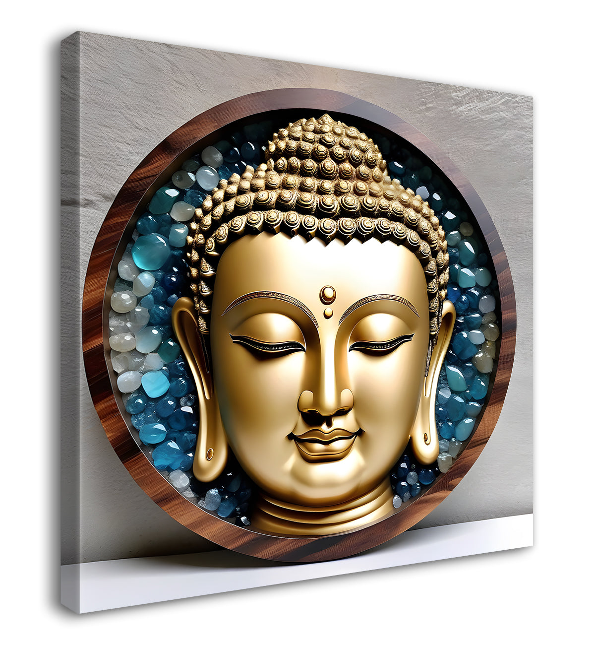 Lord Buddha Rasin art marble finish Golden painting 24x24 inch Buddha-S-120