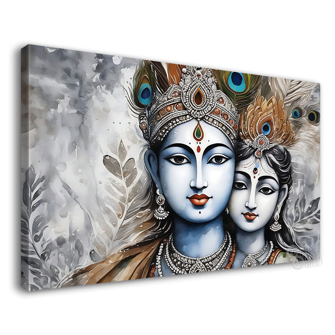 Krishna and Radha with off white background painting Canvas Painting - Design - Krishna-121