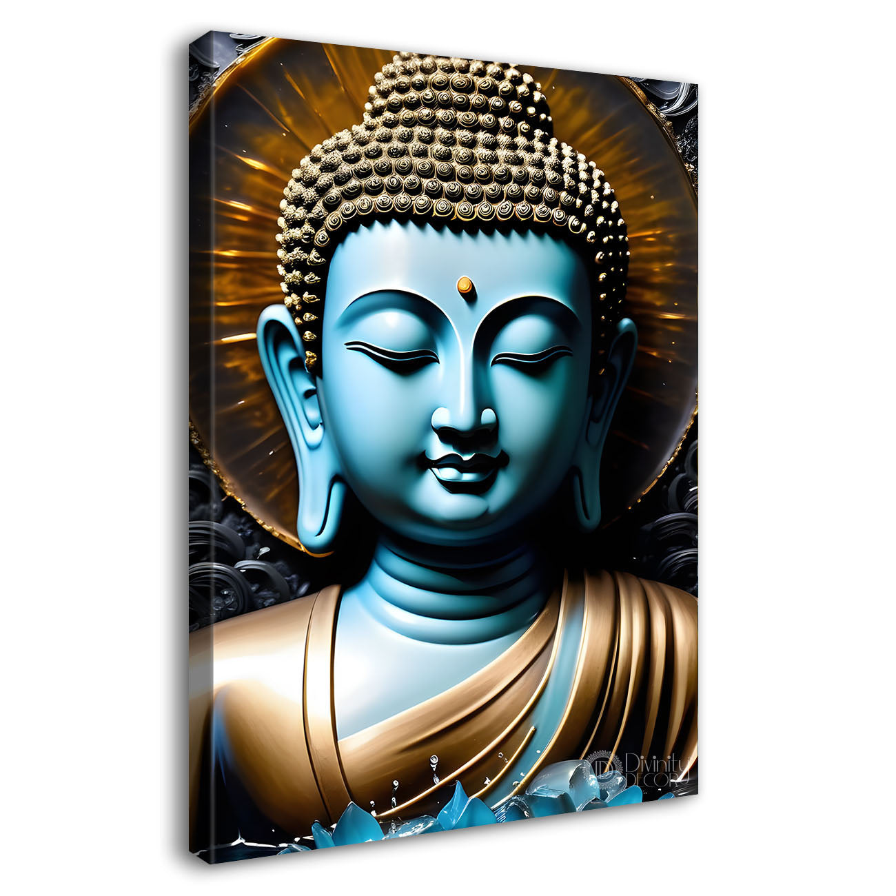 Blue face buddha with dark background  - Buddha-V-122