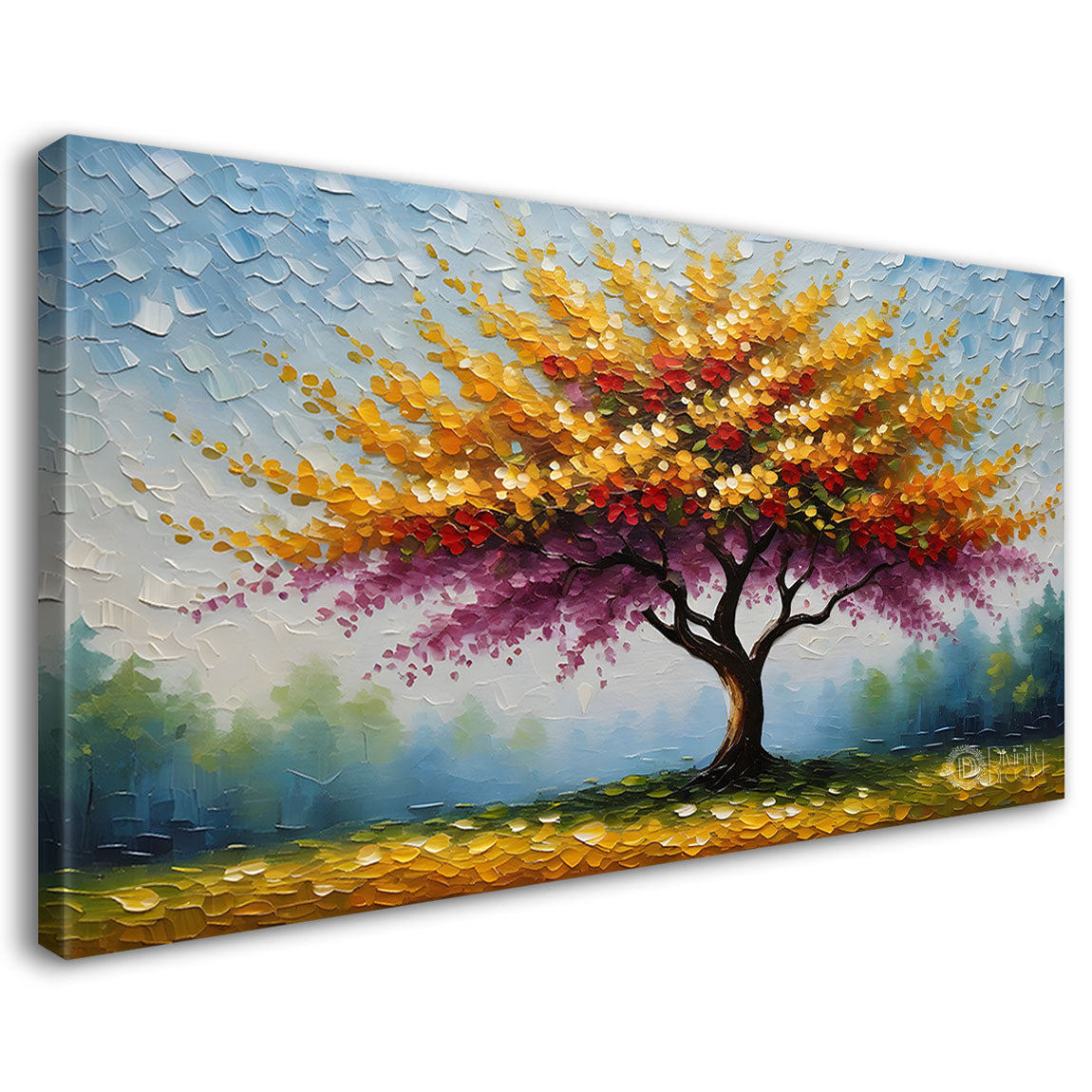 Colorful tree in textured modern art- Design - Tree-122