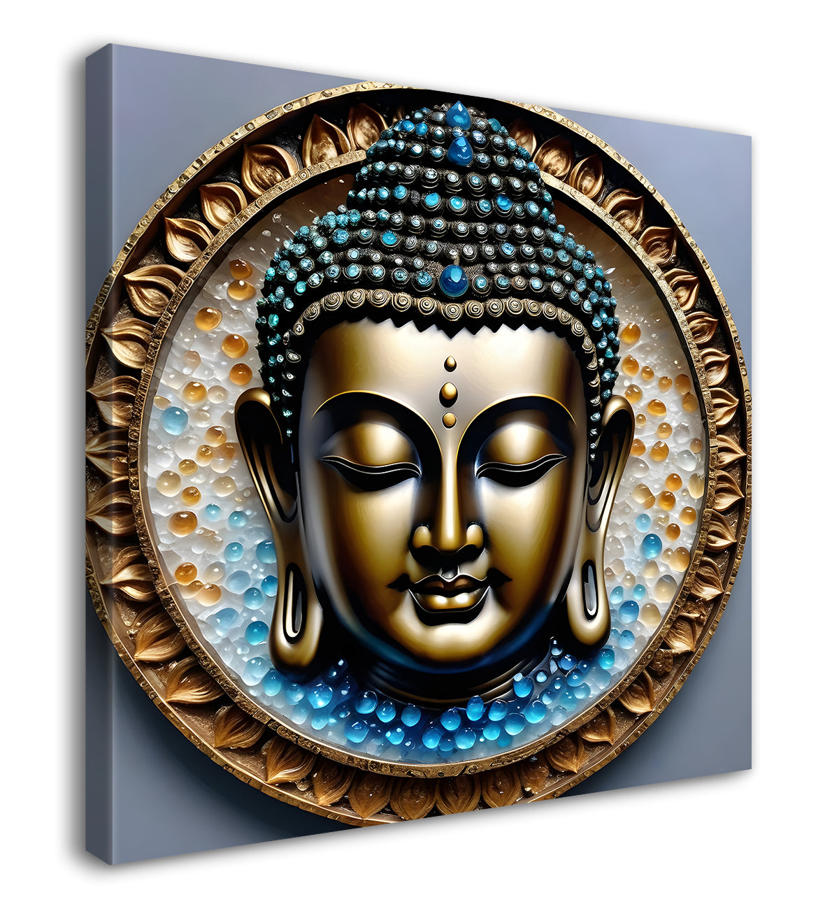 Lord Buddha Rasin art marble finish Golden painting 24x24 inch Buddha-S-122