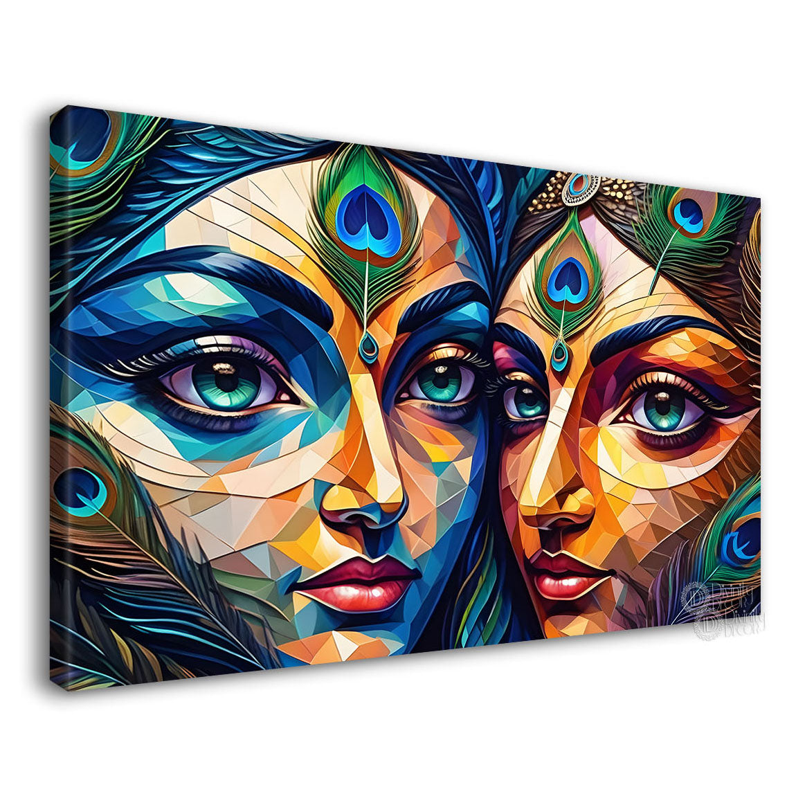 Krishna and Radha with colorful background painting Canvas Painting - Design - Krishna-123