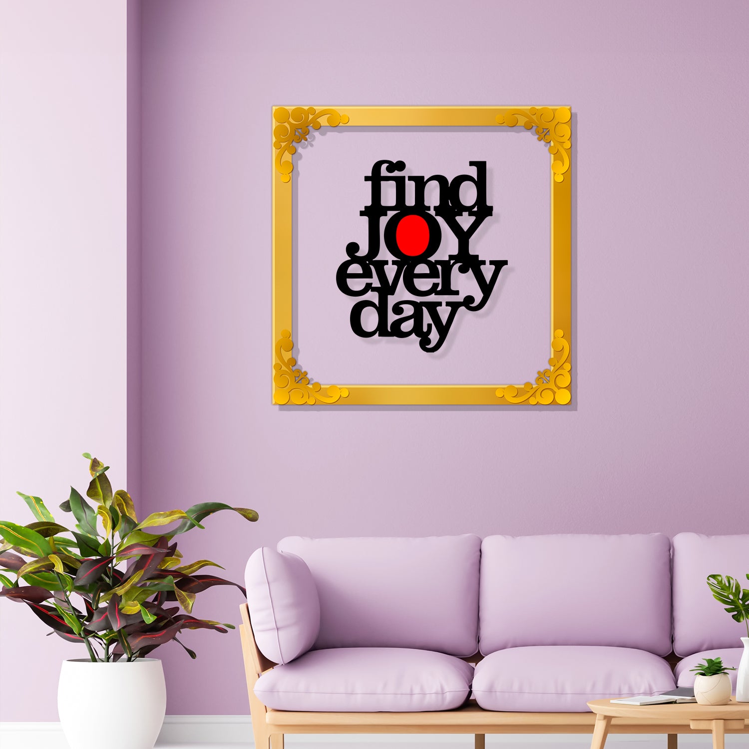 Find joy everyday Golden Plaque for Gifting, Wall Decor Clear UV print with Golden Border-123