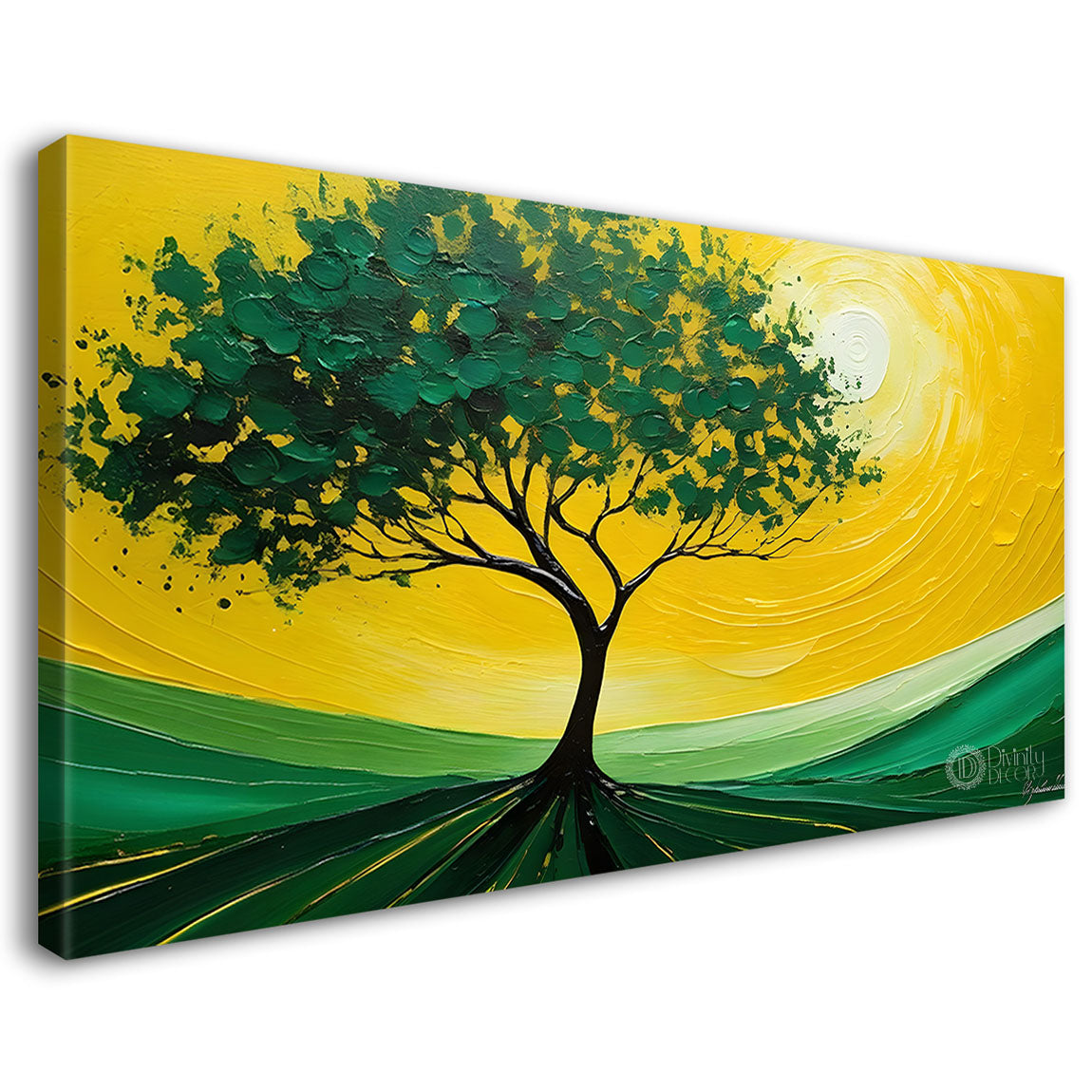 Green tree in bright textured modern art- Design - Tree-123