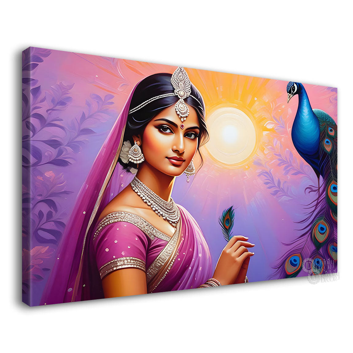Radha rani with peacock painting Canvas Painting - Design - Krishna-124