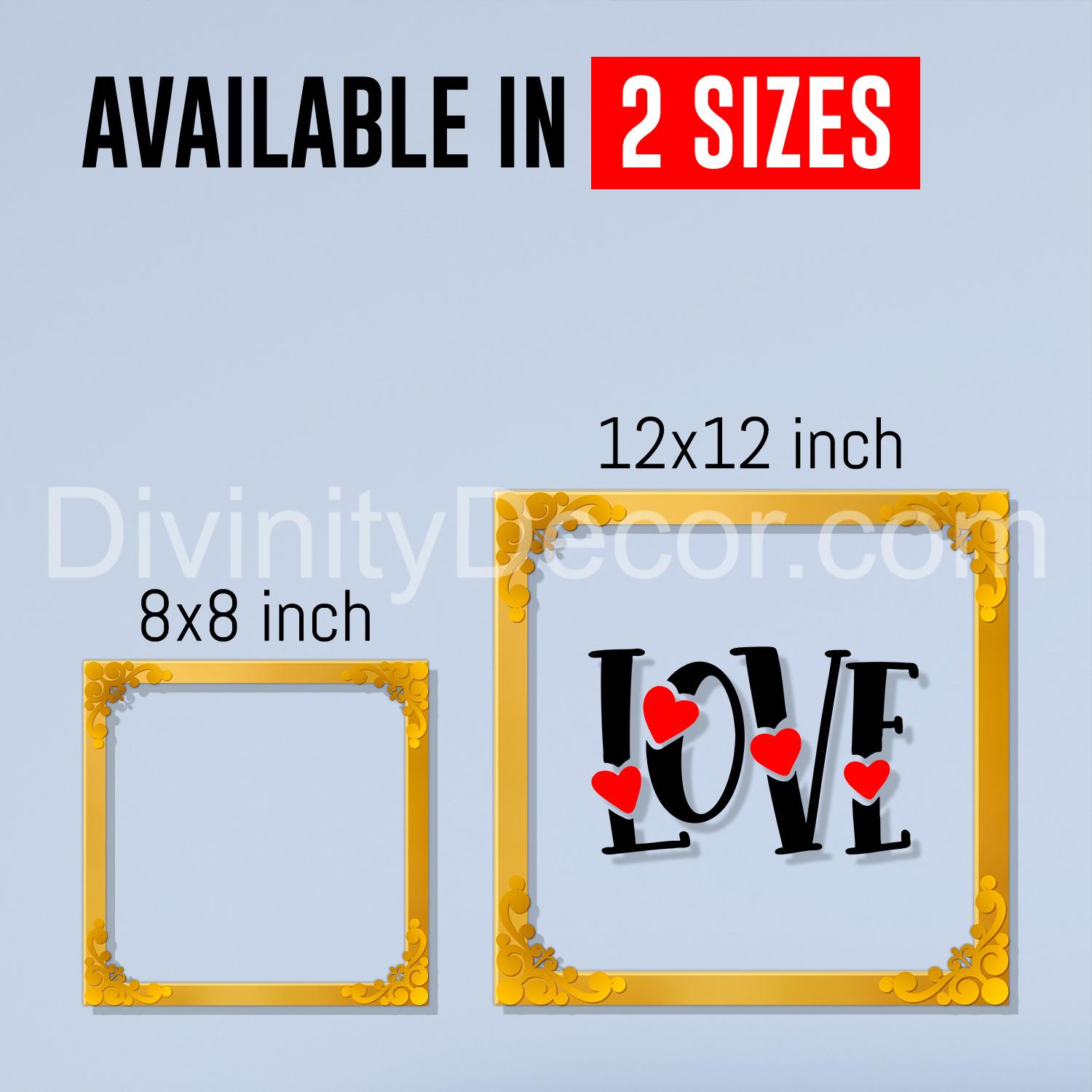 Love Golden Plaque for Gifting, Wall Decor Clear UV print with Golden Border-124