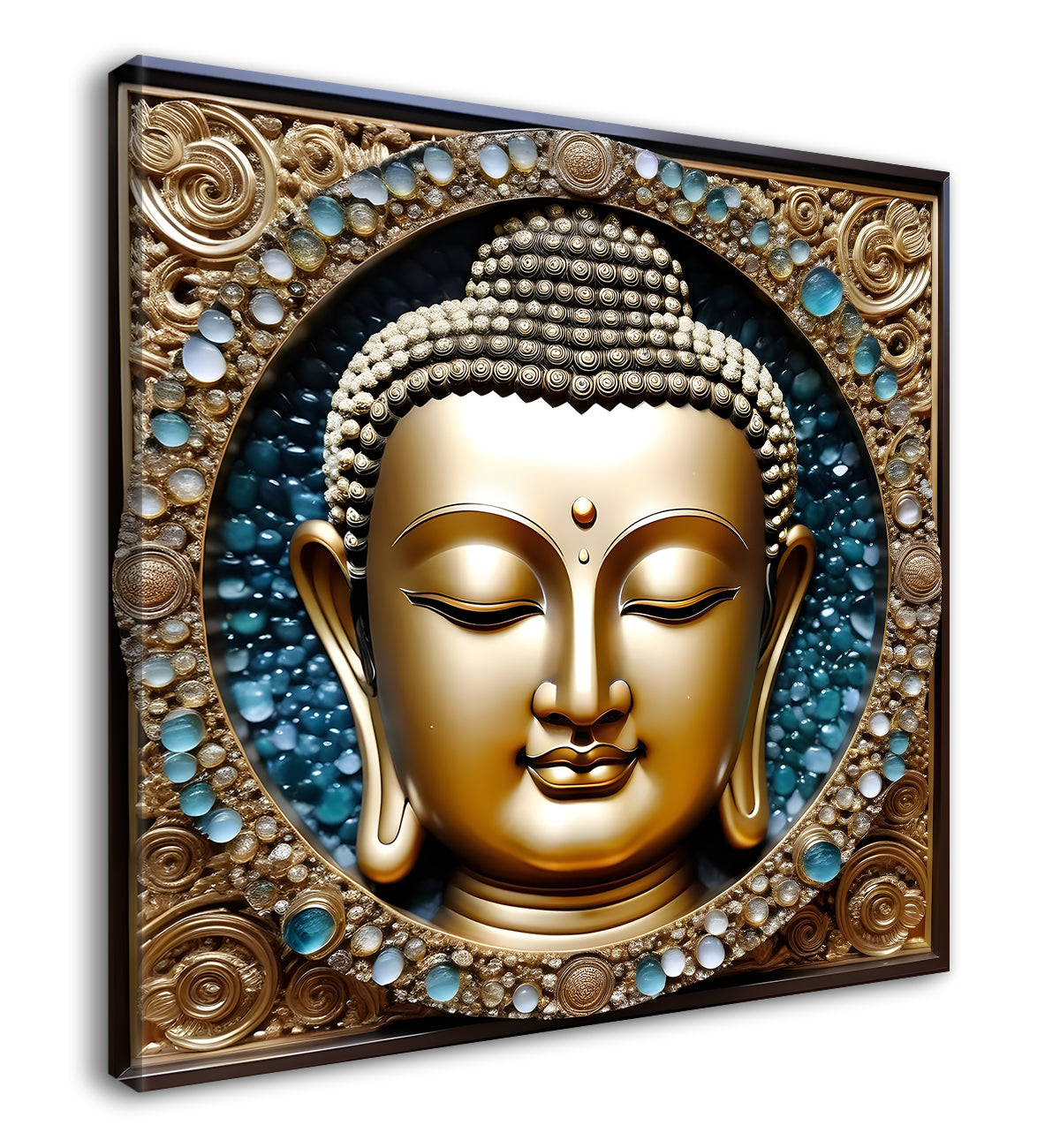 Lord Buddha Rasin art marble finish Golden painting 24x24 inch Buddha-S-124