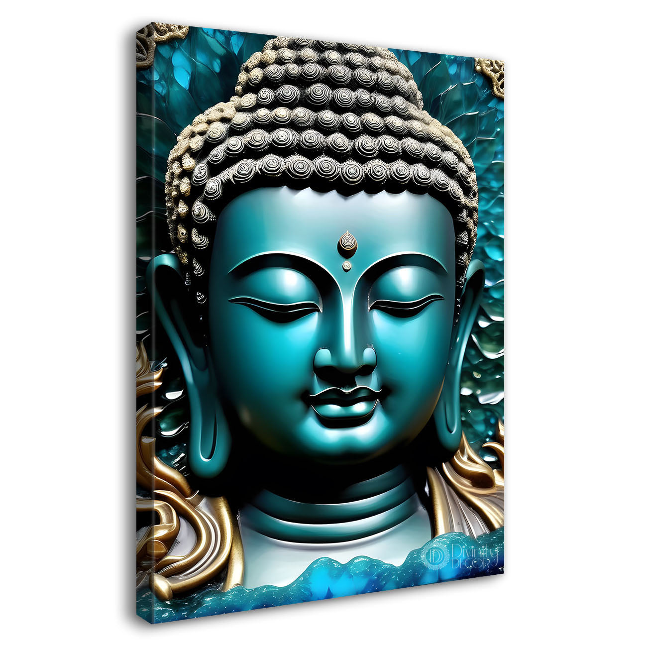 Blue textured buddha with blue background  - Buddha-V-124