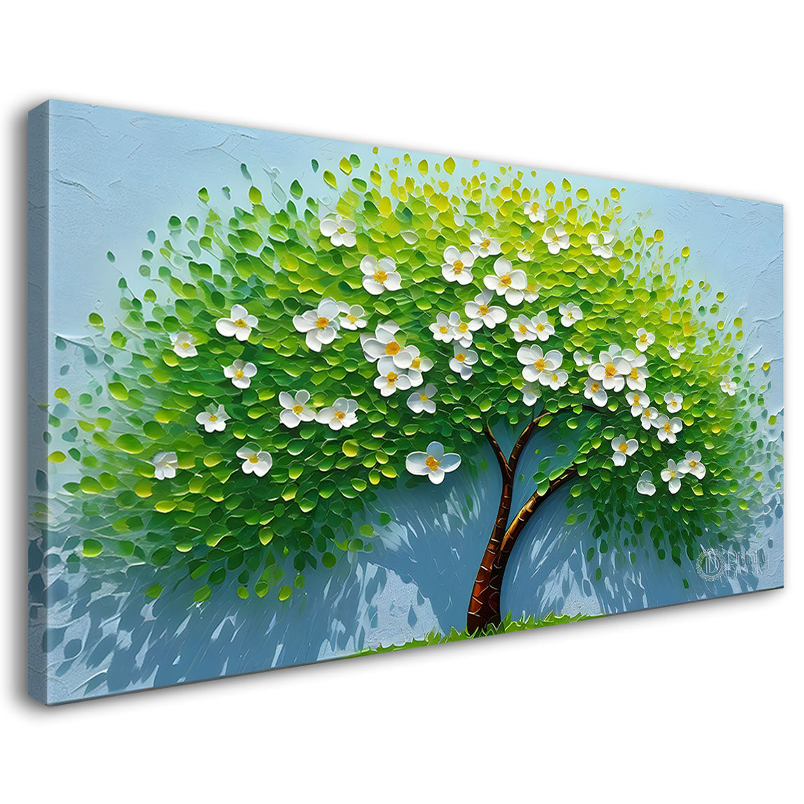Green tree in bright textured modern art- Design - Tree-124