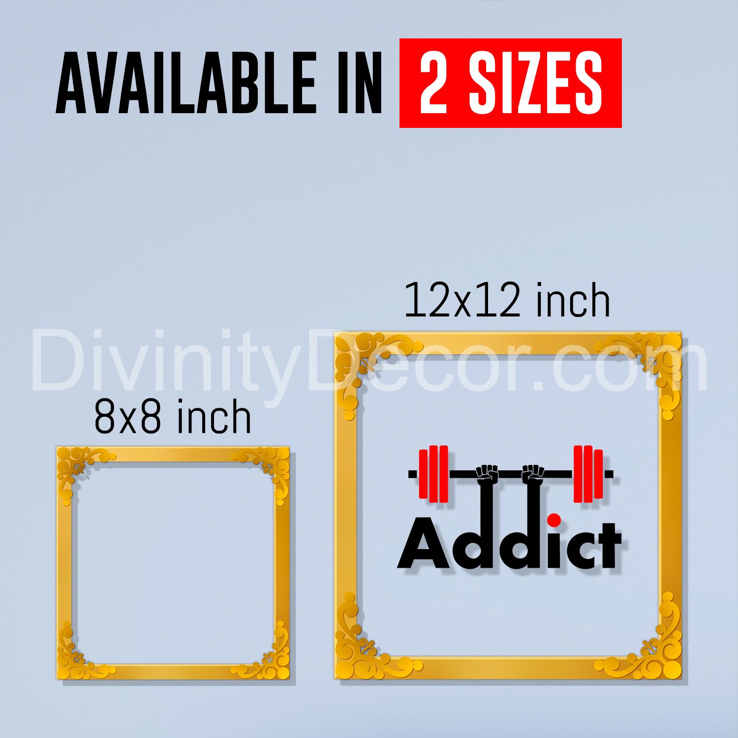 Addict Golden Plaque for Gifting, Wall Decor Clear UV print with Golden Border-125