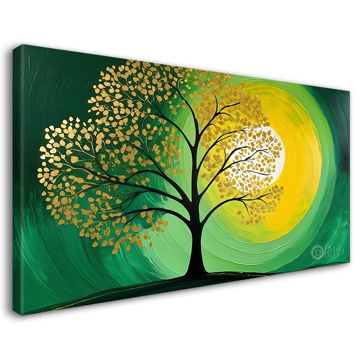 Green tree in bright textured modern art- Design - Tree-125