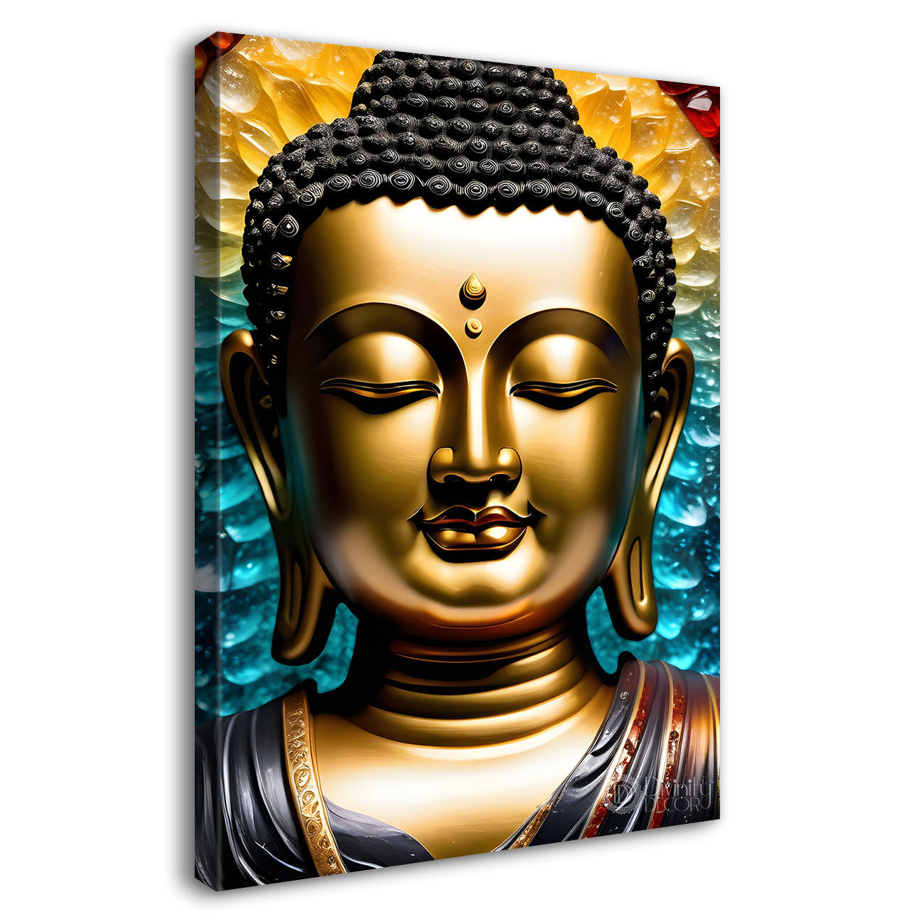 Golden buddha with colourful painting - Buddha-V-126